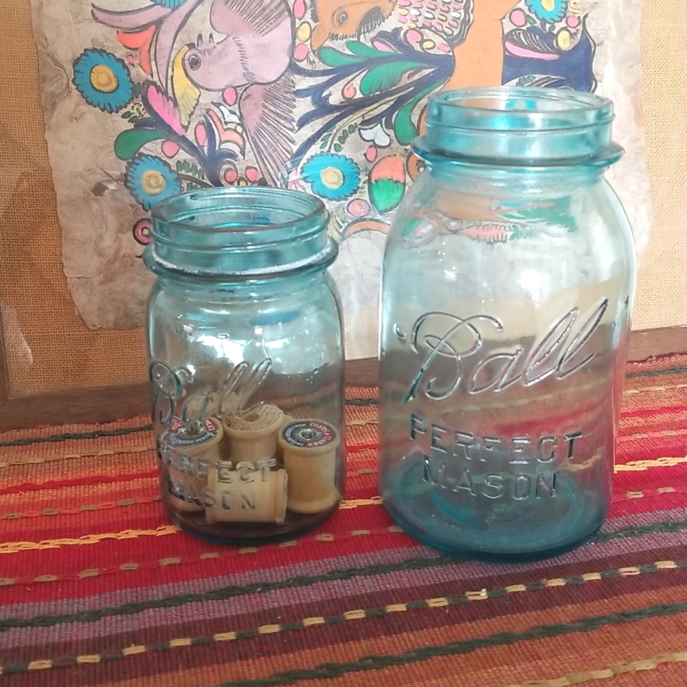 Vintage Ball Perfect Mason Jars aqua Blue